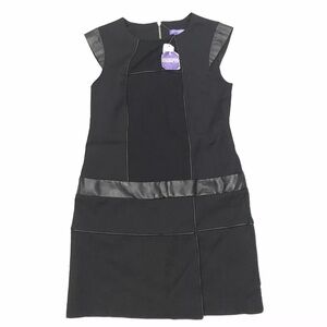 NWT Vivienne Tam Black faux Leather Trim Dress size 10